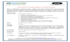 Advanced Post Graduate Diploma in Clinical Research