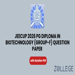 JEECUP 2026 Group F PG Diploma in Biotechnology Question Paper with Solutions PDF