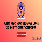 AIIMS MSc Nursing 2026 June 20 Shift 1 Question Paper with Solutions PDF