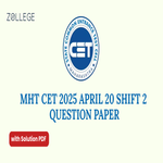 MHT CET 2025 April 20 Shift 2 Question Paper with Solutions PDF