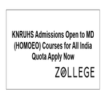 KNRUHS Admissions Open to MD HOMOEO Courses for All India Quota