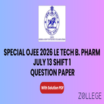 Special OJEE 2026 LE Tech B Pharm Question Paper with Solution PDF