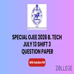 Special OJEE 2026 B Tech July 13 Shift 3 Question Paper with Solution PDF