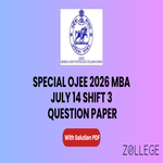 Special OJEE 2026 MBA July 14 Shift 3 Question Paper with Solution PDF