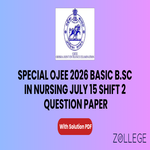 Special OJEE 2026 Basic B Sc in Nursing July 15 Shift 2 Question Paper with Solution PDF