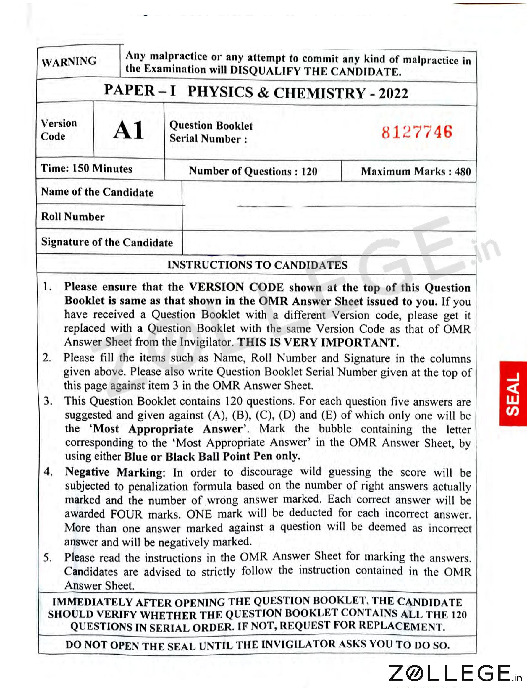 KEAM 2022 Question Paper with Answer Key PDF for Physics