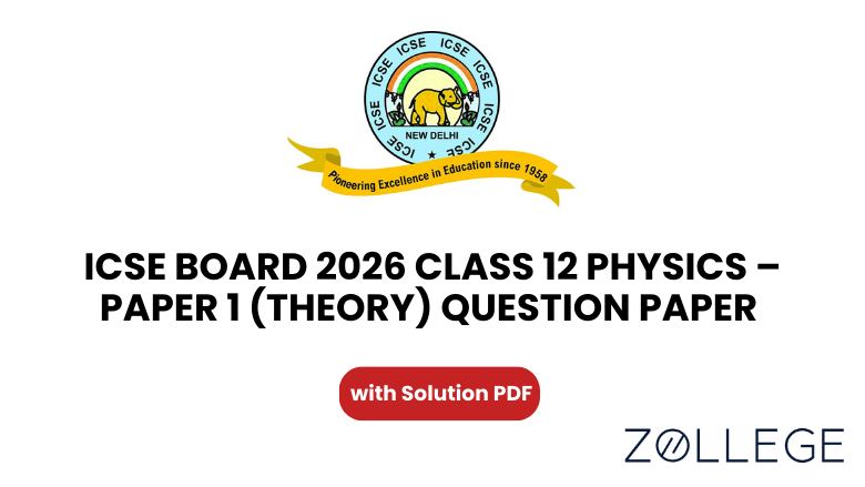 ISC Board Class 12 2026 Physics – Paper 1 (Theory) Question Paper with Solution PDF