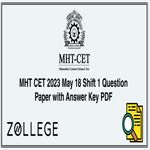MHT CET 2023 May 18 Shift 1 Question Paper with Answer Key PDF