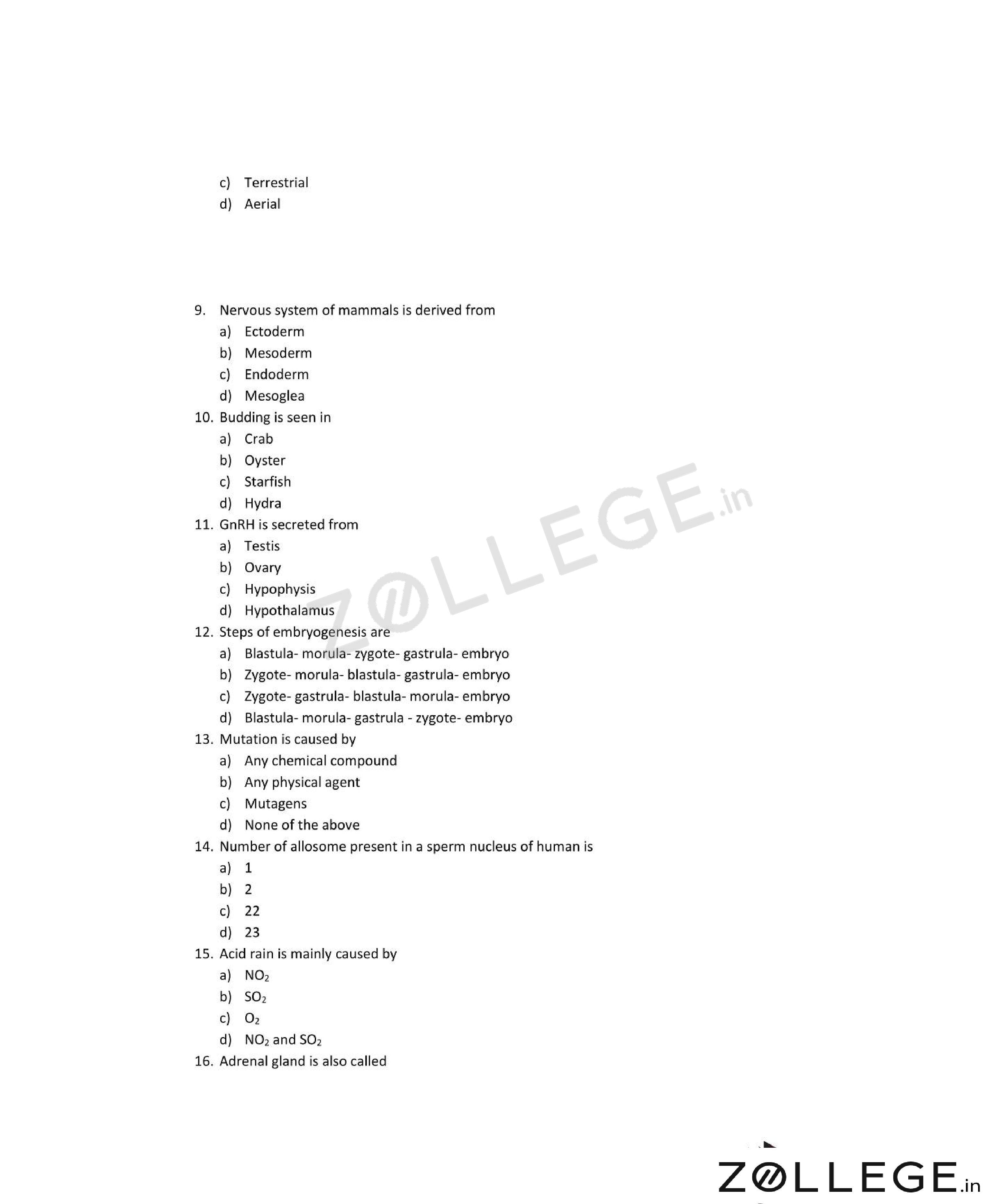 OJEE 2017 Question Paper with Answer Key PDF for Biology May 14