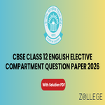CBSE Class 12 English Elective Compartment Question Paper 2026 with Solution PDF