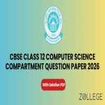 CBSE Class 12 Computer Science Compartment Question Paper 2026 with Solution PDF