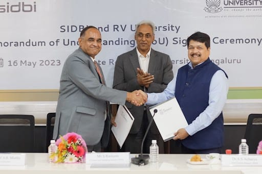 The MoU was signed by Dr. S S Acharya, Chief General Manager, SIDBI and Prof. Y.S.R. Murthy, Vice Chancellor, RV University
