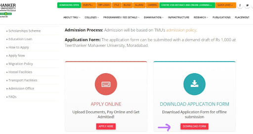 TMIMT Moradabad Application Form Downlaoad button