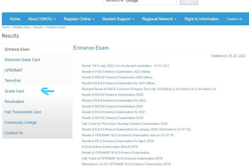IGNOU Steps to Get Grade Card 2023