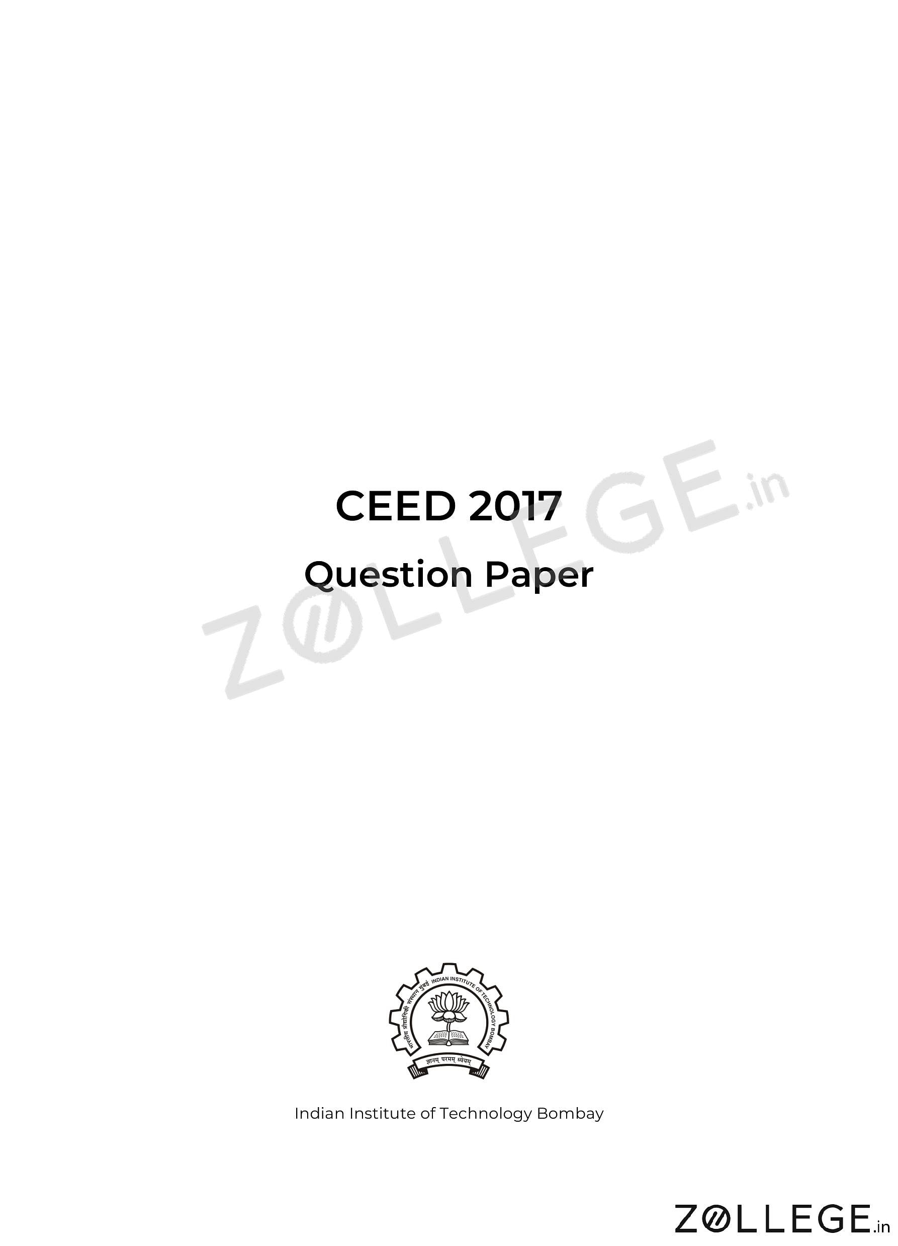 CEED 2017 Question Paper with Answer Key PDF January 23