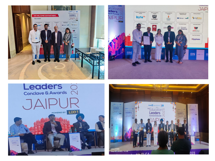 UEM Jaipur Receives 'Outstanding University in Training & Placements-2023' Award at ELCA 2023