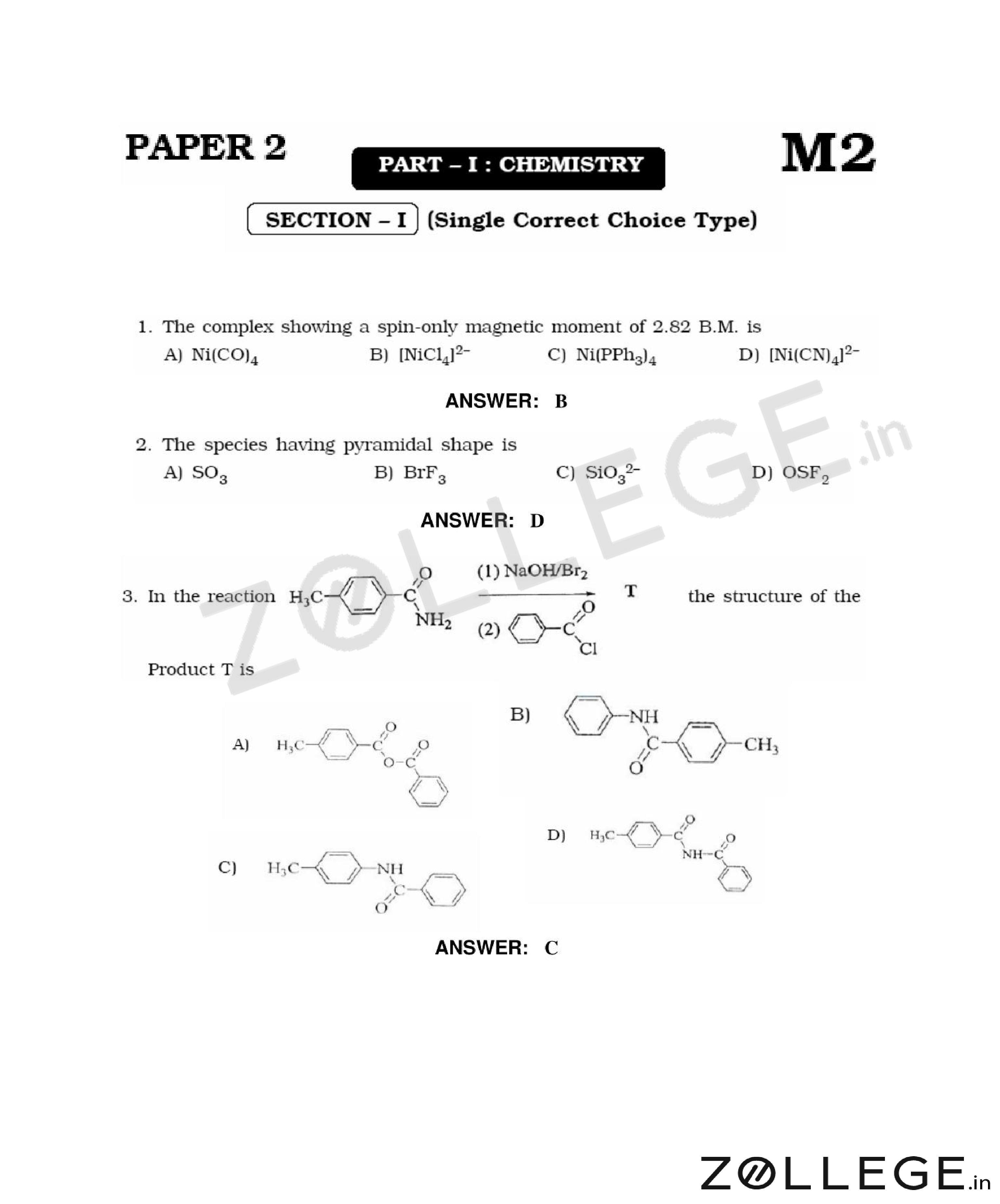 JEE Advanced 2010 Question Paper with Answer Key PDF April 11 2010