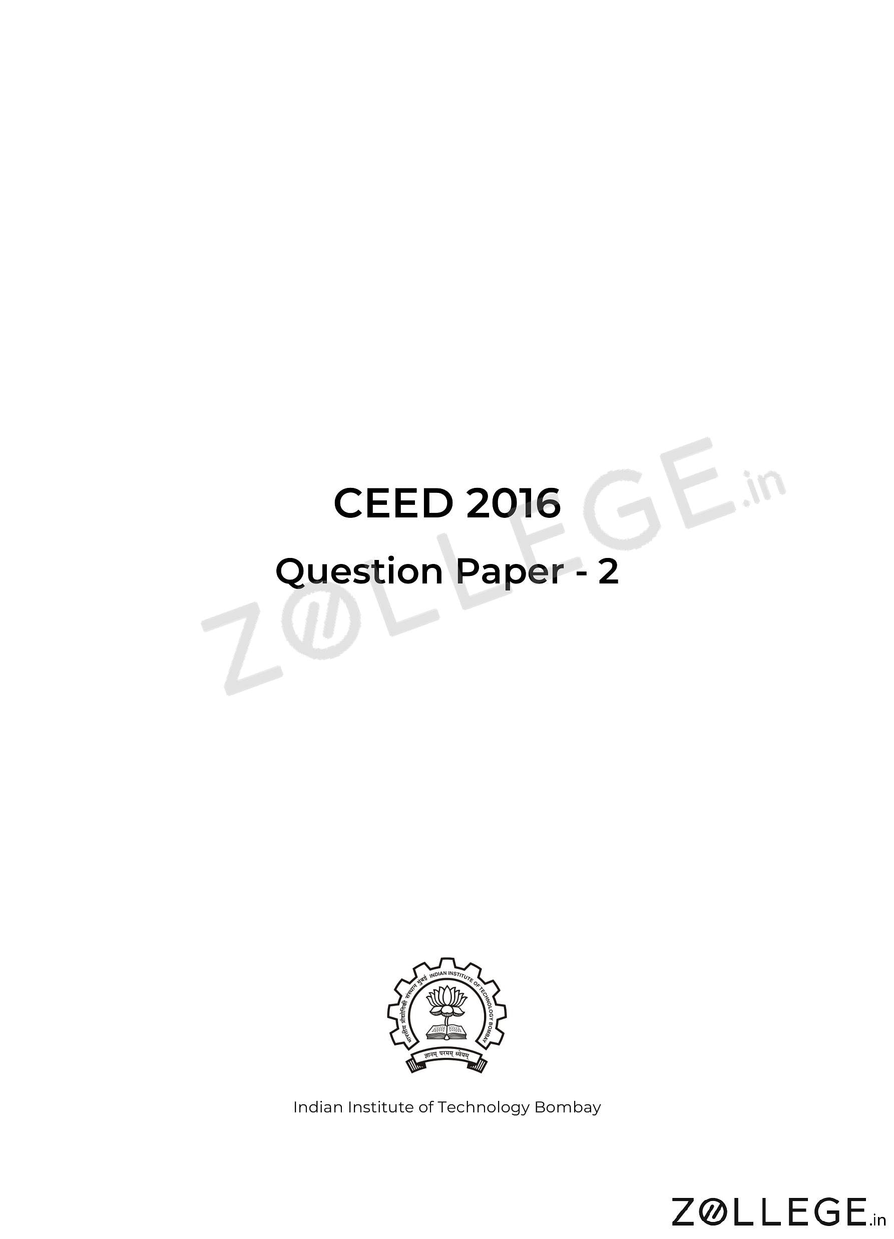 CEED 2016 Question Paper with Answer Key PDF February 14