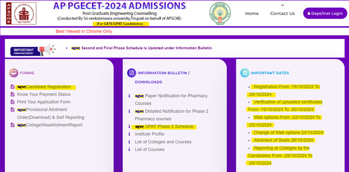 AP PGECET 2024 Second Round Pharmacy Counselling