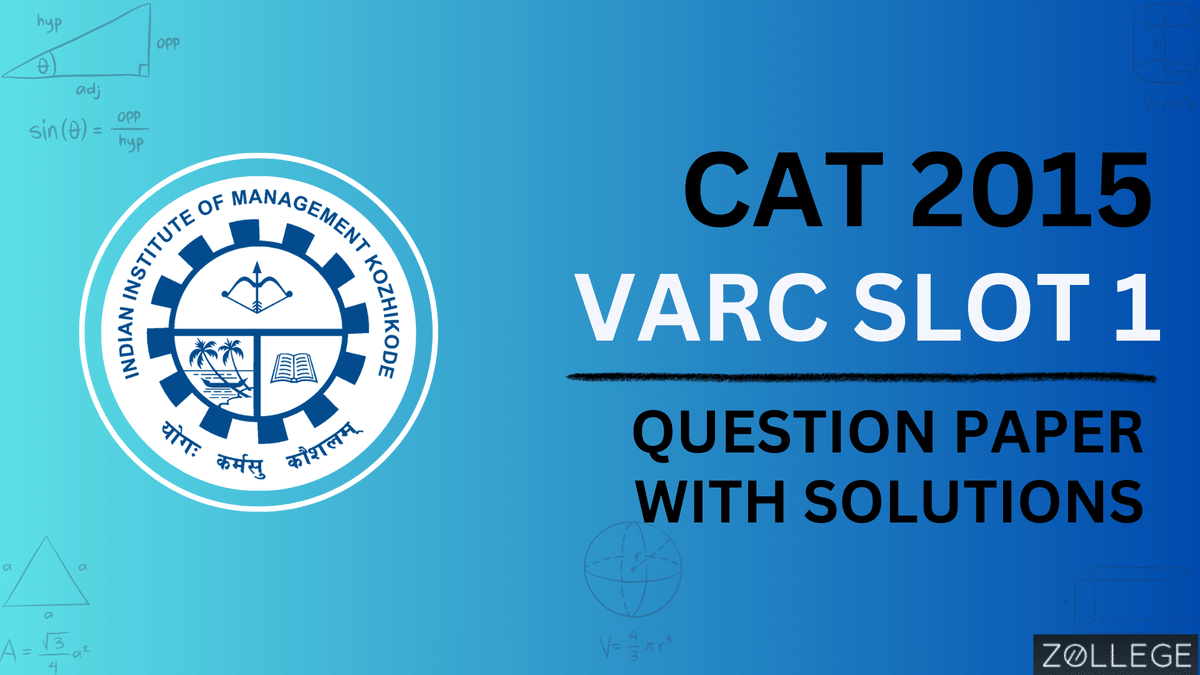 CAT 201% VARC Slot 1 Question Paper With solution PDF