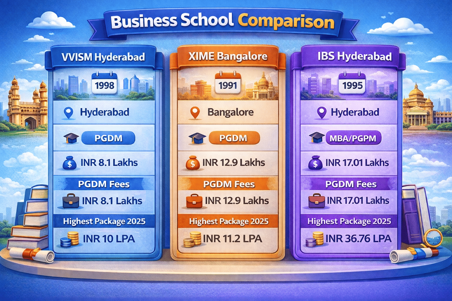 VVISM Hyderabad vs XIME Bangalore vs IBS Hyderabad