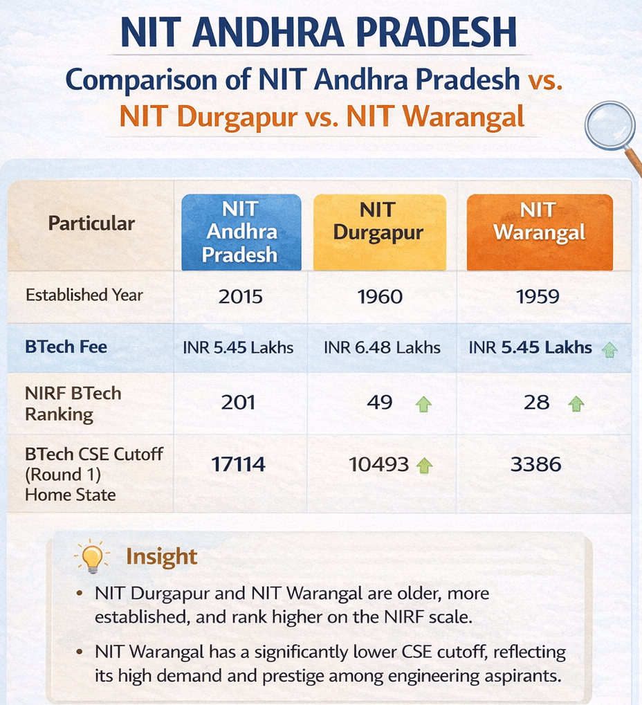 NIT Andhra Pradesh vs NIT Durgapur vs NIT Warangal