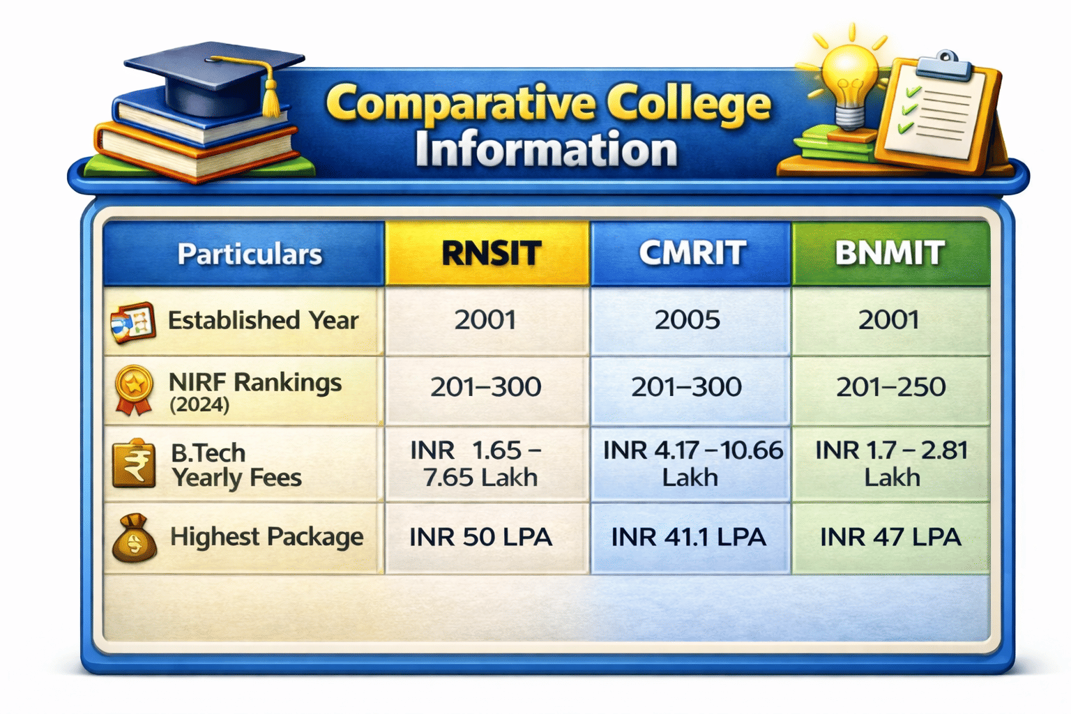 RNS Institute of Technology vs CMRIT Bangalore vs BNMIT Bangalore