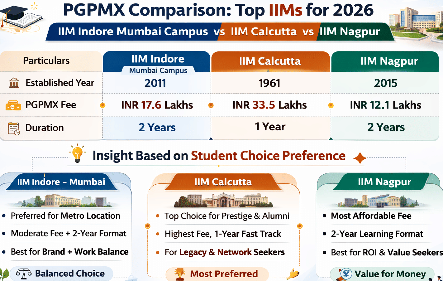 IIM Indore Mumbai Campus vs IIM Calcutta vs IIM Nagpur
