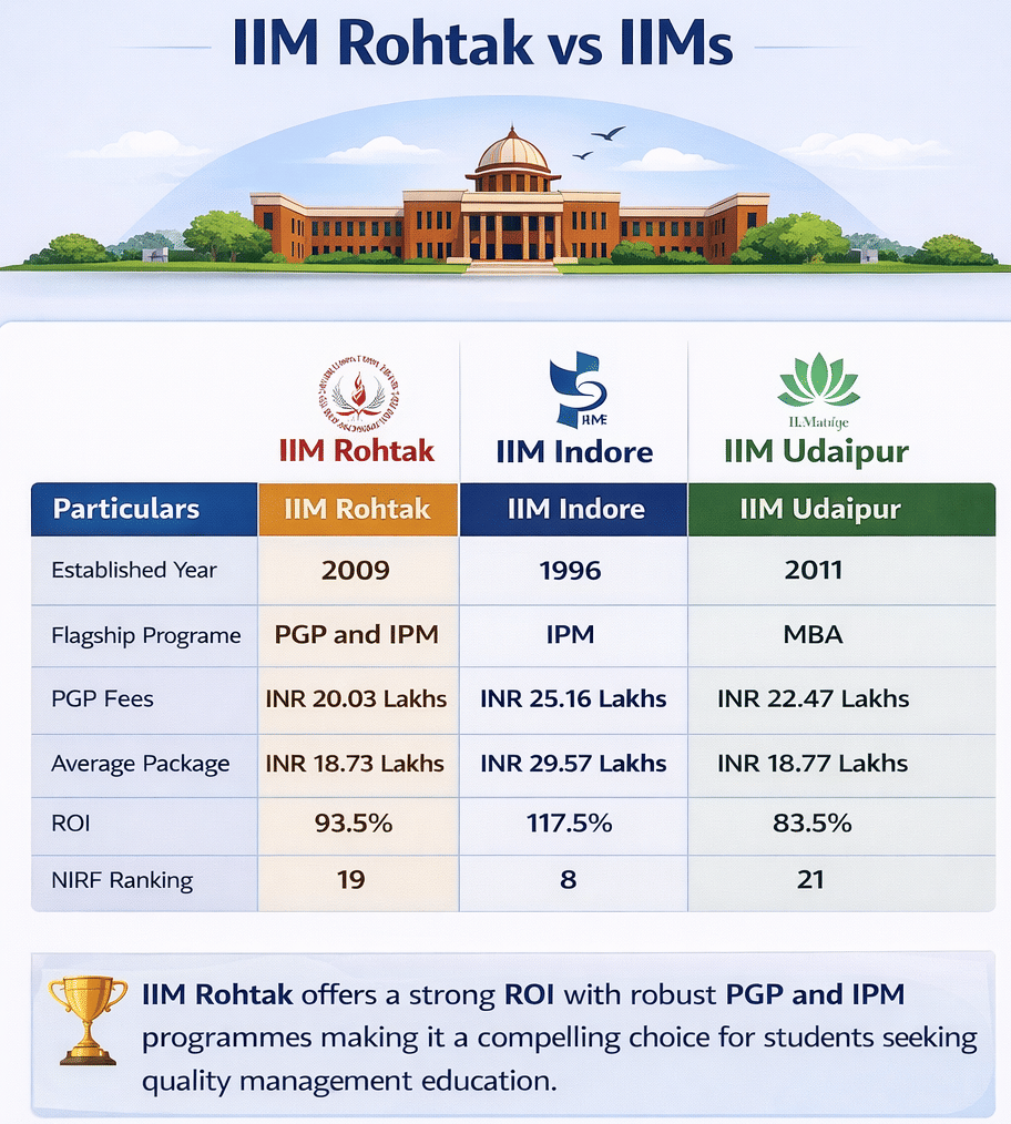 IIM Rohtak vs IIM Indore vs IIM Udaipur