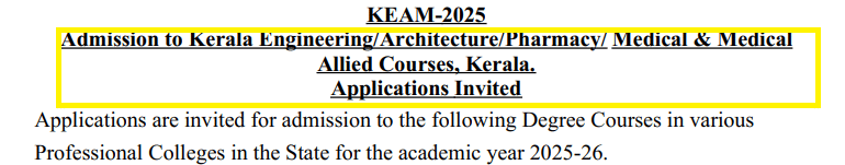 KEAM 2025 Application