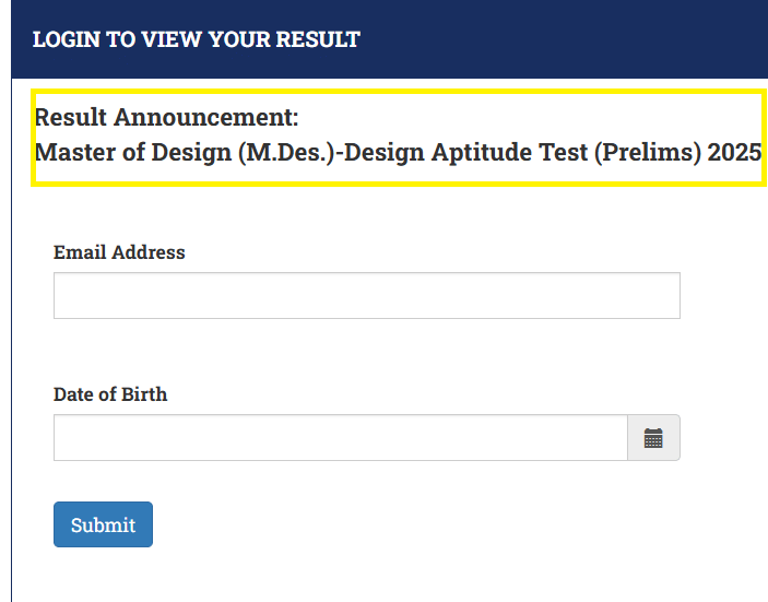 NIDDAT Prelims Result