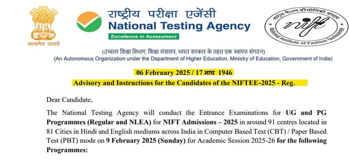 NIFTEE Exam Guidelines
