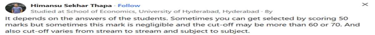 University of Hyderabad CUET Cutoff 2026