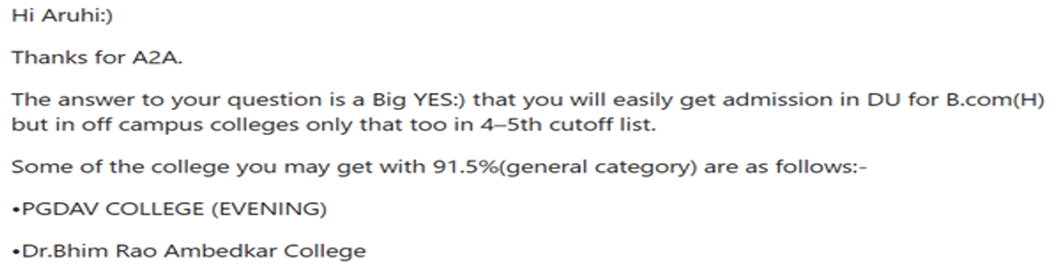 CUET Cutoff for DU Commerce