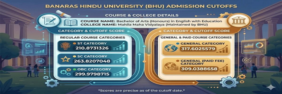 CUET UG BHU Cutoff for BA (Hons) English with Education at BHU