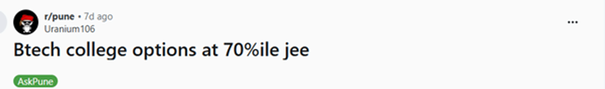 70 Percentile in JEE Main Marks and College Options