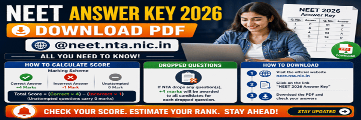 NEET Answer Key 2026: Download PDF @neet.nta.nic.in, How to Calculate Score, Dropped Questions