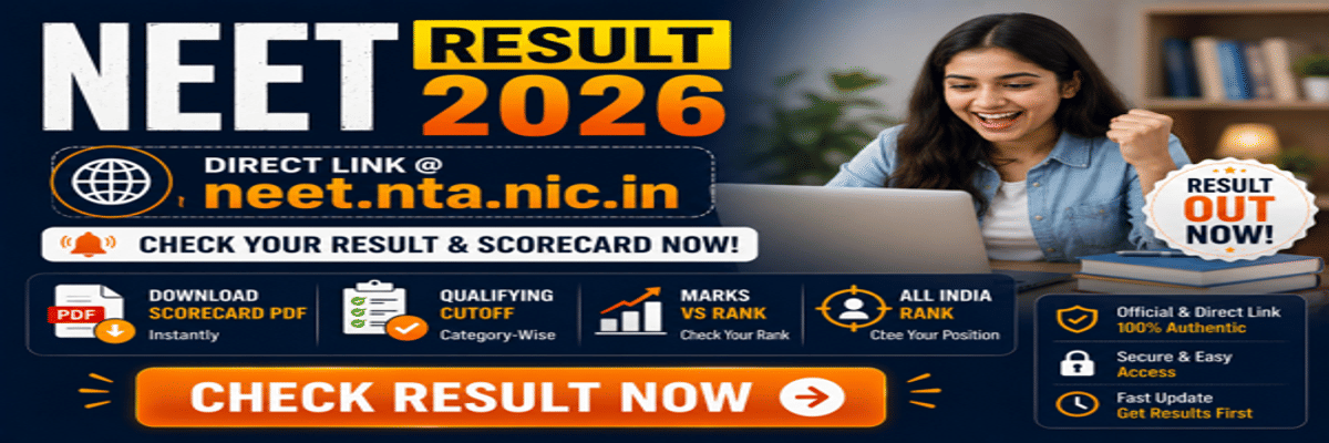NEET Result 2026: Direct Link @neet.nta.nic.in, Download Scorecard PDF, Qualifying Cutoff, Marks vs Rank