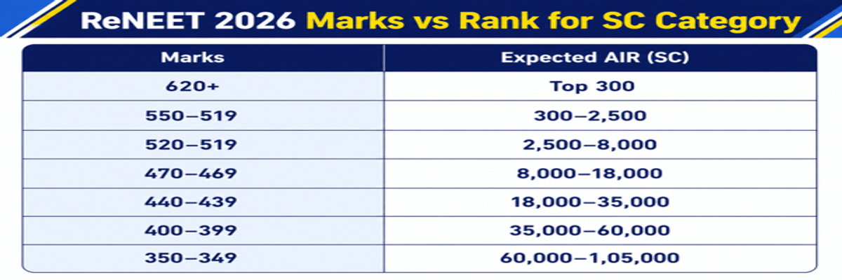 Re-NEET 2026 Marks vs Rank: Check Category-Wise Marks vs Rank, Cutoff, Rank Predictor