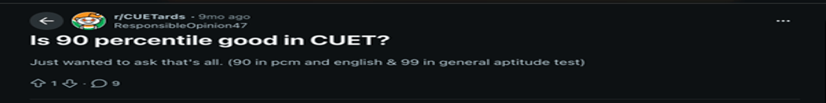 90 Percentile in CUET Means How Many Marks?