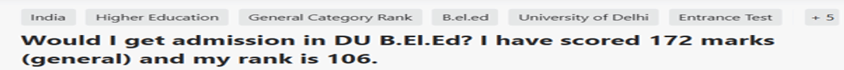 CUET DU Cutoff for B.El.Ed for Top Colleges