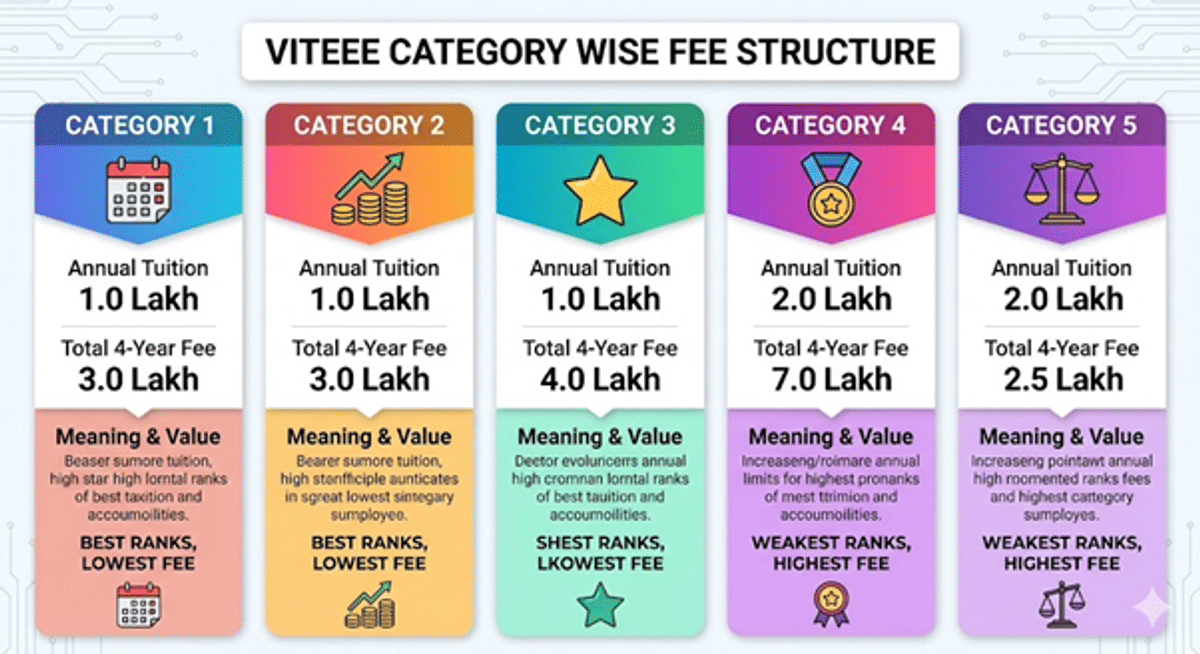 What is Category 1, 2, 3, 4 and 5 in VITEEE 2026