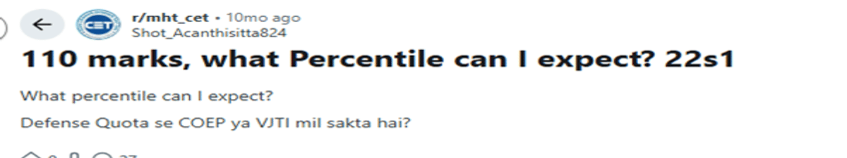 110 Marks in MHT CET Percentile