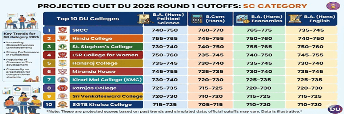 CUET DU Round 1 Expected College-wise Cutoff and Previous Years' Trends