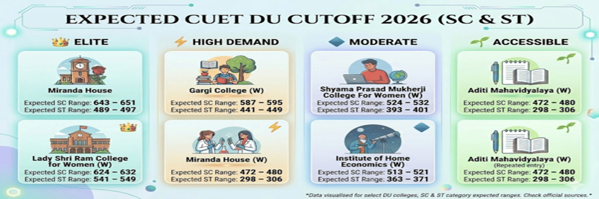 CUET DU cutoff for BA Elementary Education for SC/ST Category