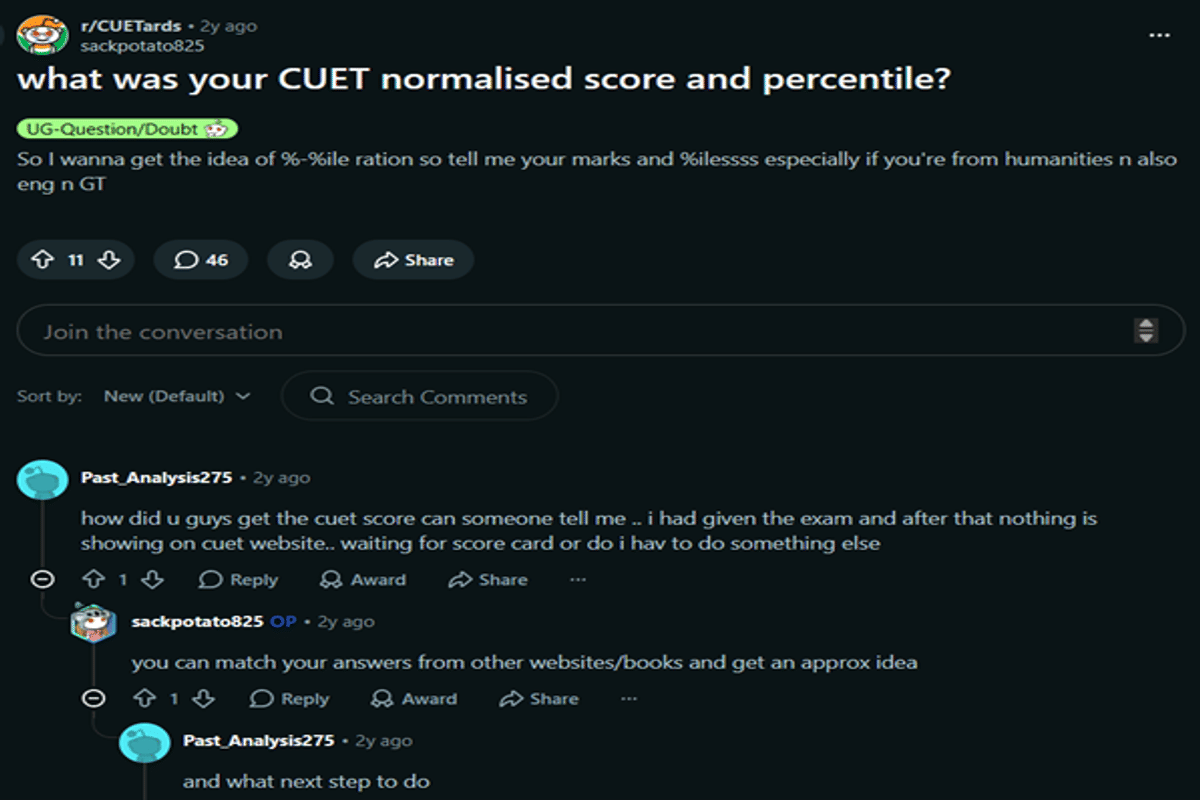 CUET General Test Marks vs Percentile 2026