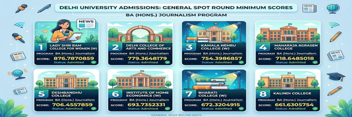 CUET DU cutoff for BA (Hons) Journalism for General Category