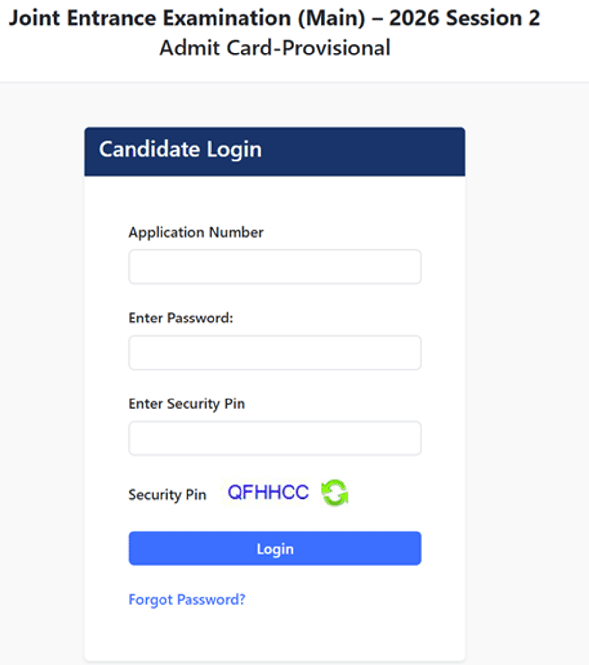 JEE Main 2026 Admit Card Live Updates