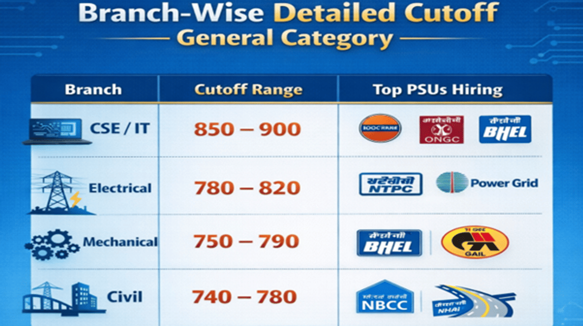 GATE PSU Cutoff for General Category