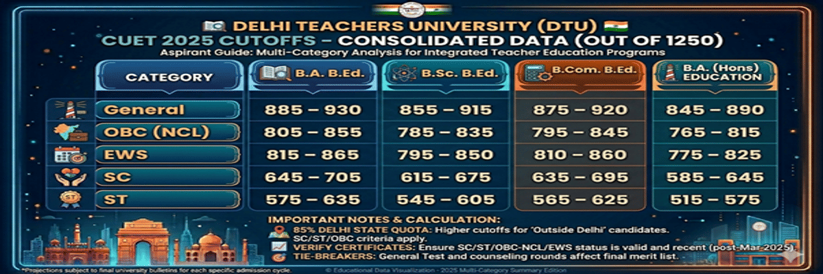 Delhi Teachers University CUET Cutoff 2026
